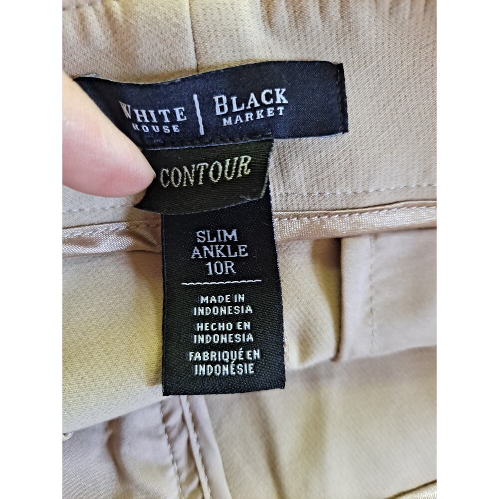 White House Black Market Tan Slim Ankle Pants Size 10R - Picture 2 of 4